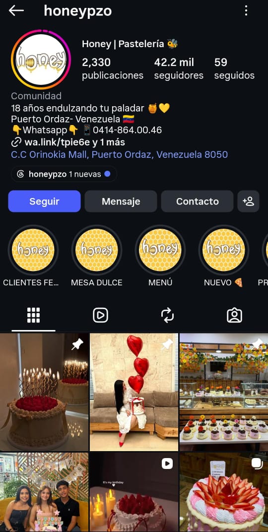 Perfil do Instagram Honey